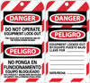 NMC SPLOTAG11-TAGS, LOCKOUT, DANGER DO NOT OPERATE EQUIPMENT. . .(BILINGUAL), 6X3, UNRIP VINYL (PAK OF 10)