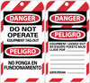 NMC SPLOTAG14-TAGS, LOCKOUT, DANGER DO NOT OPERATE EQUIPMENT. . .(BILINGUAL), 6X3, UNRIP VINYL (PAK OF 10)