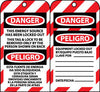 NMC SPLOTAG17-TAGS, LOCKOUT, DANGER, THIS ENERGY SOURCE HAS BEEN LOCKED OUT THIS TAG & LOCK TO BE REMOVED ONLY BY THE PERSON SHOWN ON BACK BILINGUAL, 6X3, UNRIP VINYL, 10 PK (PAK OF 10)
