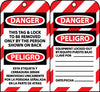 NMC SPLOTAG1-TAGS, LOCKOUT, DANGER THIS TAG & LOCK TO BE REMOVED ONLY. . .(BILINGUAL), 6X3, UNRIP VINYL (PAK OF 10)