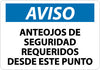 NMC SPN18RB-AVISO, ANTEOJOS DE SEGURIDAD REQUERIDOS DESDE ESTE PUNTO, 10X14, RIGID PLASTIC (1 EACH)