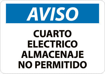 NMC SPN368PB-AVISO, CUARTO ELECTRICO ALMACENAJE NO PERMITIDO, 10X14, PS VINYL (1 EACH)