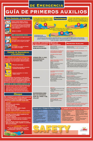 NMC SPPST002-POSTER, FIRST AID GUIDE, SPANISH, 24X18