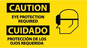 NMC SPSA101R-CAUTION, EYE PROTECTION REQUIRED (BILINGUAL W/GRAPHIC), 10X18, RIGID PLASTIC (1 EACH)