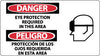 NMC SPSA102R-DANGER, EYE PROTECTION REQUIRED (BILINGUAL W/GRAPHIC), 10X18, RIGID PLASTIC (1 EACH)