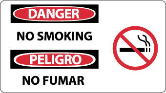 NMC SPSA106R-DANGER, NO SMOKING (BILINGUAL W/GRAPHIC), 10X18, RIGID PLASTIC (1 EACH)