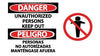 NMC SPSA136R-DANGER, UNAUTHORIZED PERSONS KEEP OUT (BILINGUAL W/GRAPHIC), 10X18, RIGID PLASTIC (1 EACH)
