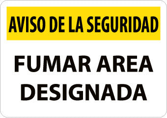 NMC SPSN102RB-AVISO DE LA SEGURIDAD, AREA DESIGNADA PARA FUMAR, 10X14 RIGID PLASTIC (1 EACH)