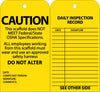 NMC SPT2-TAGS, SCAFFOLD INSPECTION, YELLOW, 6X3, CARDSTOCK WITH GROMMET (PAK OF 25)