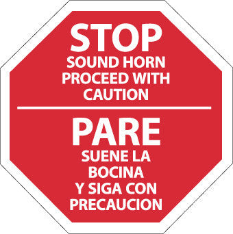 NMC SS9R-STOP SOUND HORN PROCEED WITH CAUTION, BILINGUAL, 12X12, RIGID PLASTIC (1 EACH)