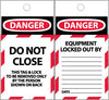 NMC ST600-TAGS, DANGER, DO NOT CLOSE, 6X3, SYNTHETIC PAPER (PAK OF 25)