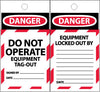 NMC ST605-TAGS, DANGER, DO NOT OPERATE EQUIPMENT TAG-OUT, 6X3, SYNTHETIC PAPER (PAK OF 25)
