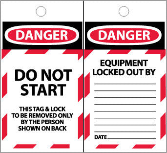 NMC ST607-TAGS, DANGER, DO NOT START, 6X3, SYNTHETIC PAPER (PAK OF 25)