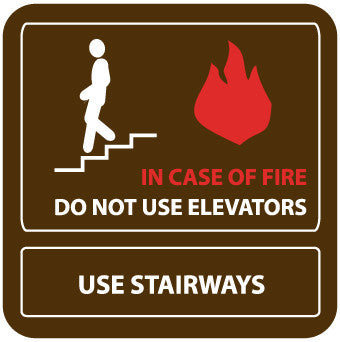 NMC SV60-IN CASE OF FIRE DO NOT USE ELEVATORS. . ., 7X7, .125 ACRYLIC (1 EACH)