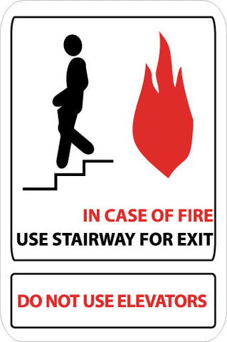 NMC SV61-IN CASE OF FIRE USE STAIRWAY FOR EXIT. . ., 9X6, .125 ACRYLIC (1 EACH)