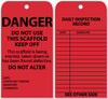 NMC SVT1-TAG, DANGER, DO NOT USE THIS SCAFFOLD, KEEP OFF, GROMMET, 6 X 3, UNRIP VINYL (PAK OF 25)