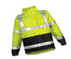 Tingley J24122-L Large 33 1/2" Fluorescent Yellow/Green/Black Icon Job Sight 12 mil Polyurethane And Polyester Class 3 Level 2 Rain Jacket With Storm Fly Front And Zipper Closure, Silver Reflective Tape And Attached Hood  (1/EA)