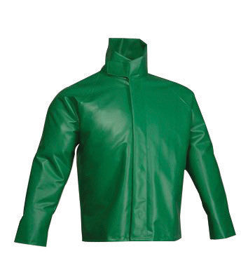 Tingley J41008-3X 3X 32” Green SafetyFlex 17 mil PVC And Polyester Rain Jacket With Snap And Storm Flap Closure  (1/EA)