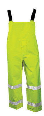 Tingley O24122-L Large Fluorescent Yellow/Green Icon 12 mil Polyurethane And Polyester Class E Level 2 Rain Bib Overalls With Snap Fly Front Closure And Silver Reflective Tape  (1/EA)