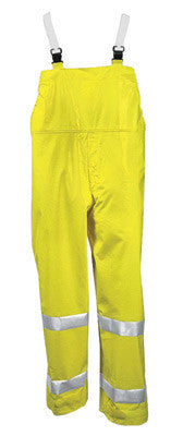 Tingley O53122-L Large Fluorescent Yellow/Green Comfort-Brite 14 mil PVC And Polyester Class E Level 2 Flame Resistant Rain Bib Overalls With Fly Front And Snap Closure And Silver Reflective Tape  (1/EA)