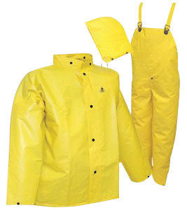 Tingley S56307-2X 2X Yellow DuraScrim 10.5 mil PVC And Polyester 3 Piece Rain Suit With Storm Fly Front Closure (Includes Jacket With Snap Fly Front, Hood And Bib Pants)  (1/EA)