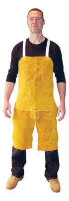 Radnor 64055144 24" X 36" Bourbon Brown Side Split Leather Split Leg Bib Apron With Two Chest Pockets, Cotton Crossed Back Straps And Side Release Buckles