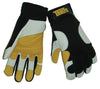 Tillman 14902X 2X Black, Gold And Pearl TrueFit Full Finger Top Grain Goatskin Super Premium Mechanics Gloves With Elastic Cuff, Nylon Spandex Back, Goatskin Double Palm And Thumb, Reinforced Fingertips And Additional Padding  (1/PR)