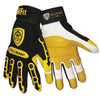 Tillman 1494XL X-Large Black And Gold TrueFit Full Finger Top Grain Goatskin Super Premium Mechanics Gloves With Elastic Cuff, TPR Pads on Finger, Knuckle And Back Of Hand, Double Reinforced Fingertips  (1/PR)