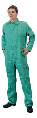 Tillman 69002X 2X Green 9 Ounce 100% Cotton Westex Proban FR7A Flame Retardant Coverall With Snap Front Closure And 2 Rear, Front Pockets  (1/EA)