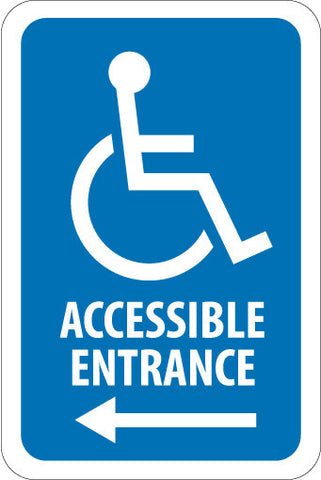 NMC TM150J-GRAPHIC, ACCESSIBLE ENTRANCE (LEFT ARROW), 18X12, .080 EGP REF ALUM (1 EACH)