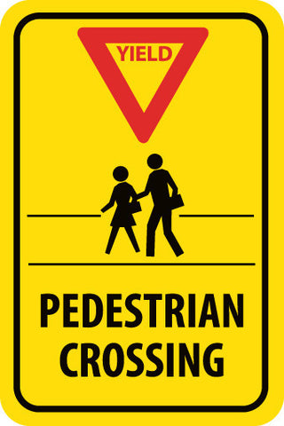 NMC TM169K-YIELD (GRAPHIC) PEDESTRIAN CROSSWALK, 18X12, .080 HIP REF ALUM (1 EACH)