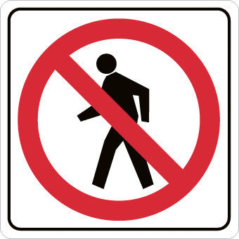 NMC TM201K-GRAPHIC, NO PEDESTRIAN CROSSING SYMBOL, 24X24, .080 HIP REF ALUM (1 EACH)