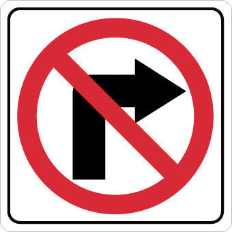 NMC TM203K-GRAPHIC, NO RIGHT TURN ARROW SYMBOL, 24X24, .080 HIP REF ALUM (1 EACH)