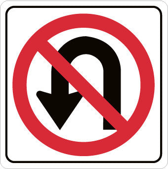 NMC TM204K-GRAPHIC, NO U TURN LEFT ARROW SYMBOL, 24X24, .080 HIP REF ALUM (1 EACH)