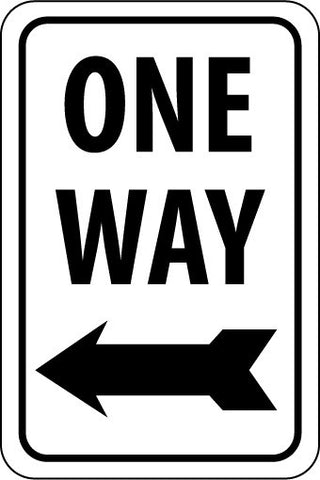 NMC TM22H-ONE WAY (WITH LEFT ARROW), 18X12, .063 ALUM (1 EACH)