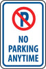 NMC TM33H-P WITH SLASH NO PARKING ANYTIME, 18X12, .063 ALUM (1 EACH)