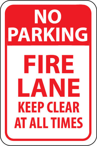 NMC TM47H-NO PARKING FIRE LANE KEEP CLEAR AT ALL TIMES, 18X12, .063 ALUM (1 EACH)