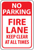 NMC TM47J-NO PARKING FIRE LANE KEEP CLEAR AT ALL TIMES, 18X12, .080 EGP REF ALUM (1 EACH)