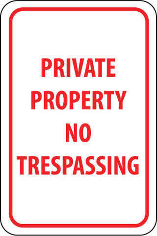 NMC TM59J-PRIVATE PROPERTY NO TRESPASSING, 18X12, .080 EGP REF ALUM (1 EACH)