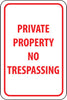 NMC TM59G-PRIVATE PROPERTY NO TRESPASSING, 18X12, .040 ALUM (1 EACH)