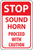 NMC TM70G-STOP SOUND HORN PROCEED WITH CAUTION, 18X12, .040 ALUM (1 EACH)