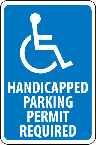 NMC TM84H-HANDICAPPED PARKING PERMIT REQUIRED, 18X12, .063 ALUM (1 EACH)
