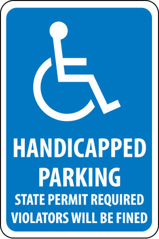 NMC TM90J-HANDICAPPED PARKIING STATE PERMIT REQUIRED.., 18X12, .080 EGP REF ALUM (1 EACH)