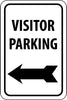 NMC TM9J-VISITOR PARKING (WITH LEFT ARROW), 18X12, .080 EGP REF ALUM (1 EACH)