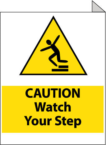 NMC TV17-CAUTION WATCH YOUR STEP, FLANGED, 10X8,RIGID PLASTIC (1 EACH)
