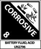 NMC UN2796AL-DOT SHIPPING LABELS, CORROSIVE 8 BATTERY FLUID, ACID, UN2796, 4X4 3/4, PS PAPER (1 ROLL)