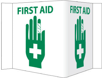 NMC VS21W-VISI SIGN, FIRST AID, WHITE, 5 3/4X8 3/4, .125 ACRYLIC (1 EACH)