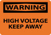 NMC W139PB-WARNING, HIGH VOLTAGE KEEP AWAY, 10X14, PS VINYL (1 EACH)