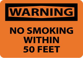 NMC W401PB-WARNING, NO SMOKING WITHIN 50 FEET, 10X14, PS VINYL (1 EACH)
