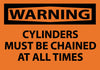 NMC W408AP-WARNING, CYLINDERS MUST BE CHAINED AT ALL TIMES, 3X5, PS VINYL (PAK OF 5)